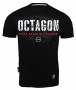Tričko Octagon v černém provedení, na přední straně velký nápis Octagon v pozadí prořezaný plot a malé logo Octagon