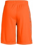 	Dětské kraťasy od značky Under Armour v oranžové barvě s nápisem a logem Under Armour.