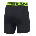 	Kompresní Šortky od značky Under Armour pro děti v černo zelném provedení s logem a nápisy under armour.