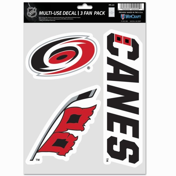 Samolepky Carolina Hurricanes WinCraft NHL Multi Use 3 Fan Pack