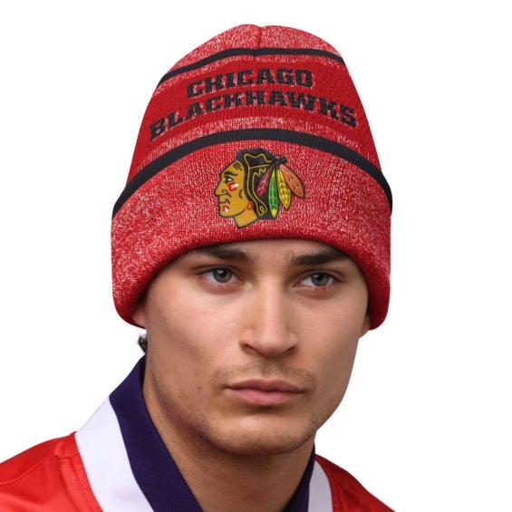 Zimní Čepice Chicago Blackhawks Sideline Beanie 2 Jaquard