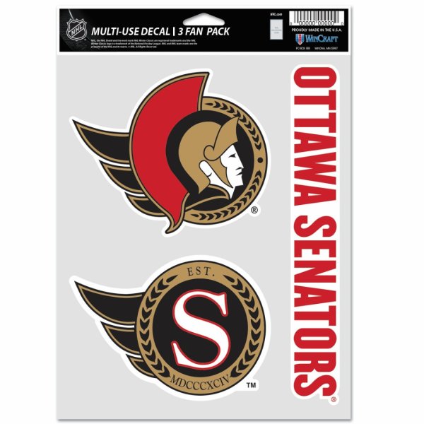 Samolepky Ottawa Senators WinCraft NHL Multi Use 3 Fan Pack