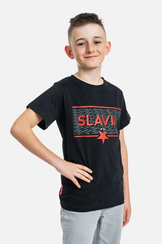 Dětské Tričko Slavia Praha Chest Logo Černé