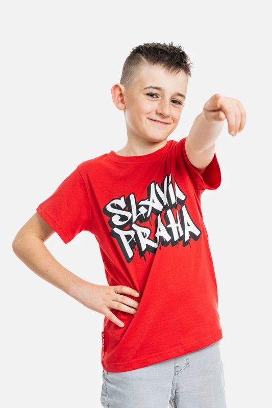 Dětské Tričko Slavia Graffiti Červené