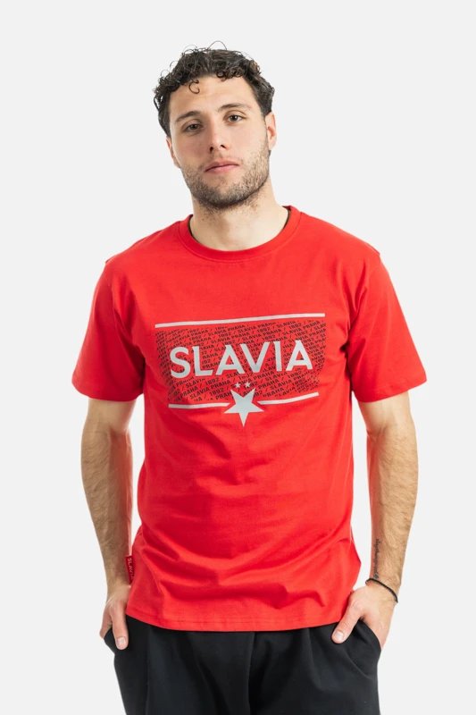 Pánské Tričko Slavia Praha Chest Logo Červené
