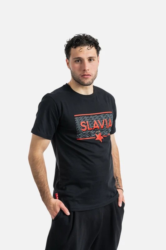 Pánské Tričko Slavia Praha Chest Logo Černé