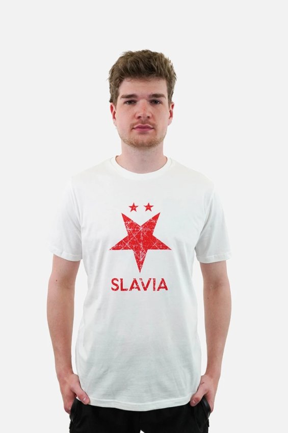 Tričko Slavia Praha Brushed Unisex Bílá