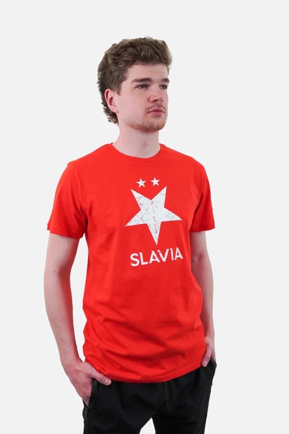 Tričko Slavia Praha Brushed Unisex Červená