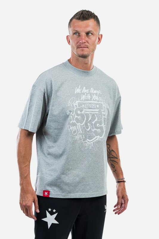 Tričko Tonal Erb Slavia x Pasta Oner Unisex Šedé