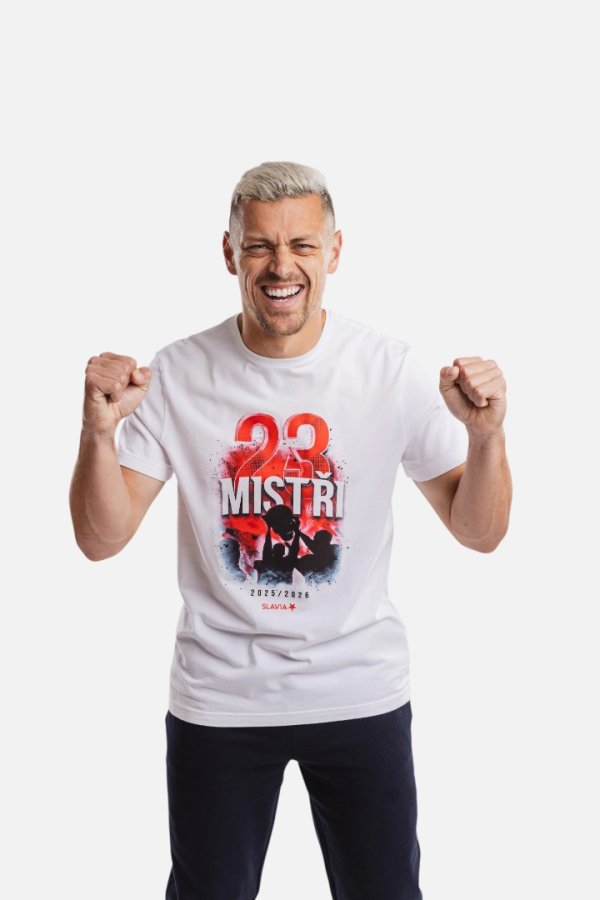 Tričko Slavia Praha Mistři ligy 25/26 Unisex Bílá