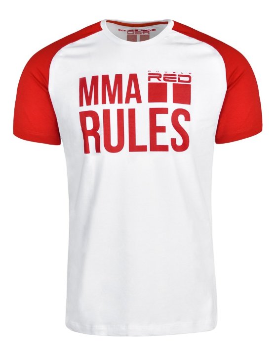 Tričko MMA Rules Red/White POŠKOZENÉ