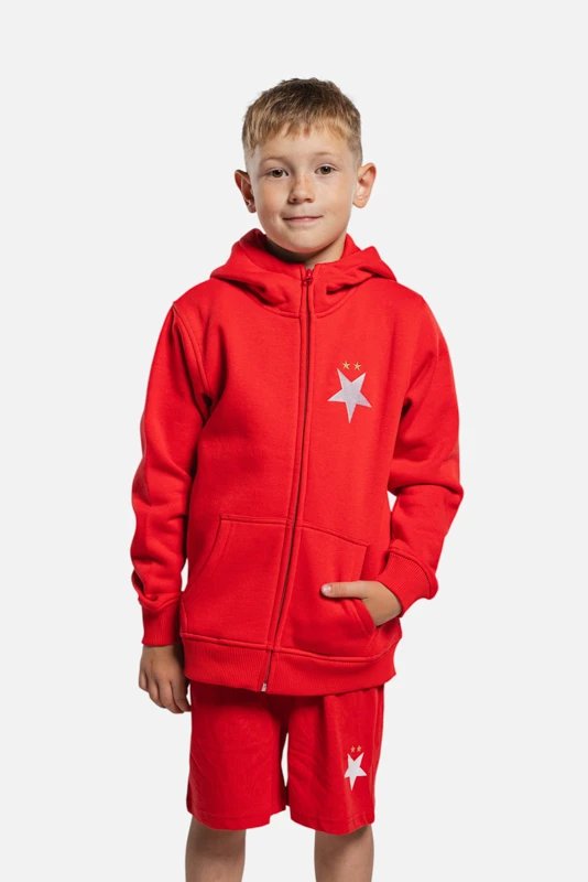 Dětská Mikina Zip Hood Slavia Praha Red and White
